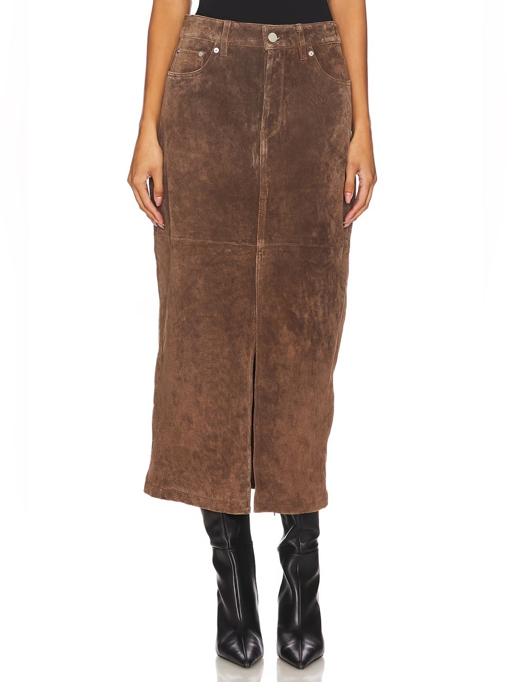 Blank NYC Brown Suede Midi Skirt